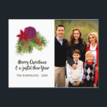 Cartes Pour Fêtes Annuelles Aquarelle Florale Photo de Noël<br><div class="desc">Carte postale de Noël florale et verte peinte à la main et personnalisable selon vos spécificités.</div>