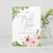 Cartes Pour Fêtes Annuelles aquarelle florale rose douche nuptiale virtuelle (Debout devant)