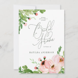 Cartes Pour Fêtes Annuelles aquarelle florale rose douche nuptiale virtuelle