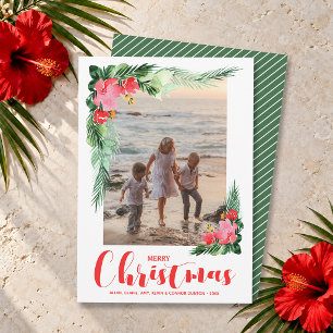 Cartes Pour Fêtes Annuelles Aquarelle florale tropicale photo de Noël