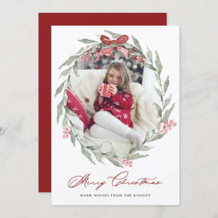 Cartes Pour Fêtes Annuelles Aquarelle Folithe de Noël Wreath Photo