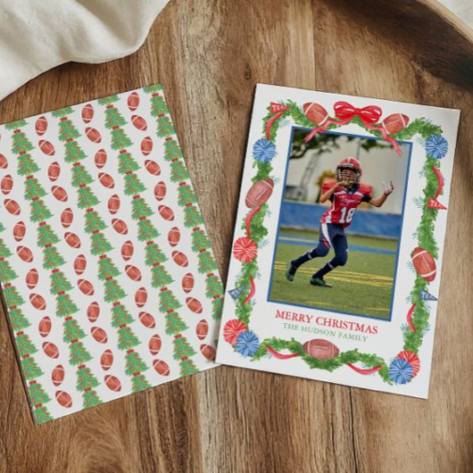Cartes Pour Fêtes Annuelles Aquarelle Football de Noël Garland Photo