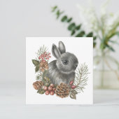 Cartes Pour Fêtes Annuelles Aquarelle Forêt naturelle de Bunny Noël (Debout devant)
