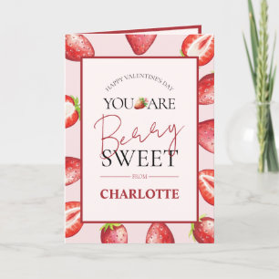 Cartes Pour Fêtes Annuelles Aquarelle fraise Fille Saint-Valentin pliée