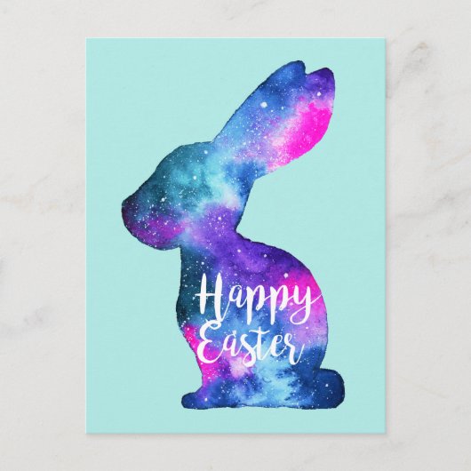 Cartes Pour Fêtes Annuelles Aquarelle Galaxy Rabbit | Pâques (Devant)