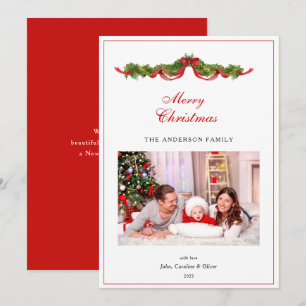 Cartes Pour Fêtes Annuelles Aquarelle Garland et arc Photo Noël