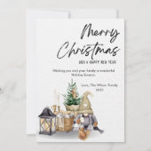 Cartes Pour Fêtes Annuelles Aquarelle Gnome Appartement de Noël confortable (Devant)