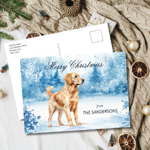 Cartes Pour Fêtes Annuelles Aquarelle Golden Retriever Noël d'hiver