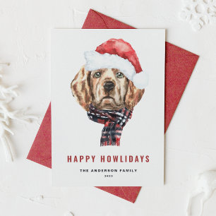 Cartes Pour Fêtes Annuelles Aquarelle Golden Retriever Père Noël Happy Howlida