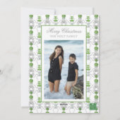 Cartes Pour Fêtes Annuelles Aquarelle Gris Vaches et Garland Vert Photo Topiai (Dos)