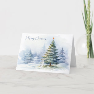 Cartes Pour Fêtes Annuelles Aquarelle Grotte de Noël Pins d'hiver