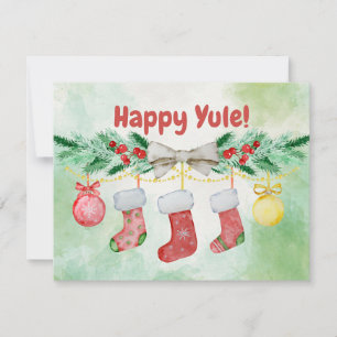 Cartes Pour Fêtes Annuelles Aquarelle Happy Yule Stockage