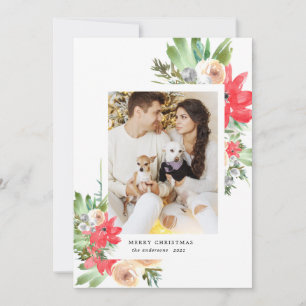 Cartes Pour Fêtes Annuelles aquarelle hiver fleurie joyeuse photo de noël