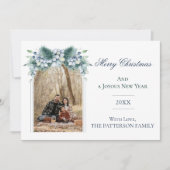 Cartes Pour Fêtes Annuelles Aquarelle Hiver Floral Boho Arch Photo | BLANCHE (Devant)