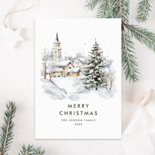 Cartes Pour Fêtes Annuelles Aquarelle hiver Pays Arbre de Noël