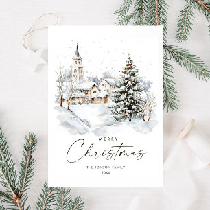 Cartes Pour Fêtes Annuelles Aquarelle hiver Pays Arbre de Noël