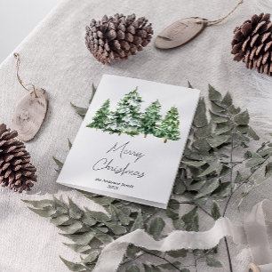 Cartes Pour Fêtes Annuelles Aquarelle Hiver Pins de Neige Joyeux Noël