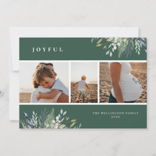 Cartes Pour Fêtes Annuelles Aquarelle Hiver Végétation Vacances Collage photo