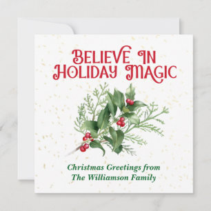 Cartes Pour Fêtes Annuelles Aquarelle Holly Croyez à la magie de Noël