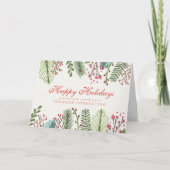 Cartes Pour Fêtes Annuelles Aquarelle Holly Foliage | Salutations (Devant)