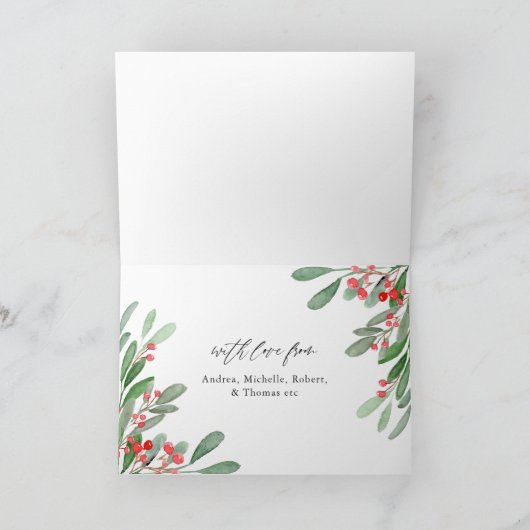 Cartes Pour Fêtes Annuelles Aquarelle Holly Jolly Photo de Noël (Intérieur)