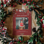 Cartes Pour Fêtes Annuelles Aquarelle Holly Joyeux Noël Photo Bourgogne<br><div class="desc">Vous adorerez ces belles cartes de Noël ! L'aquarelle botanique est composée d'arachides, de branches de pins, de baies et de respiration pour les bébés. En haut, il dit joyeux Noël et juste en dessous vous pouvez ajouter une image. Le bas de la carte a une place pour un petit...</div>
