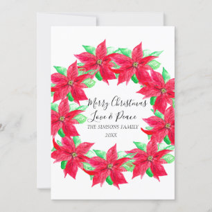 Cartes Pour Fêtes Annuelles Aquarelle Holly Noël Poinsettia Wreath
