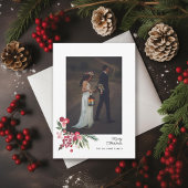Cartes Pour Fêtes Annuelles Aquarelle Holly Pine Élégante Photo de Noël