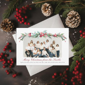 Cartes Pour Fêtes Annuelles Aquarelle Holly Pine Élégante Photo grande famille