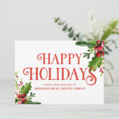 Cartes Pour Fêtes Annuelles Aquarelle Holly | Salutations (Debout devant)