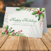 Cartes Pour Fêtes Annuelles Aquarelle Holly | Salutations