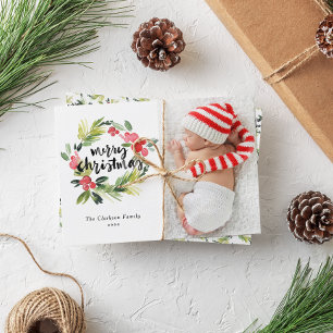 Cartes Pour Fêtes Annuelles Aquarelle Holly Wreath Joyeux Noël Photo