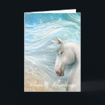 Cartes Pour Fêtes Annuelles Aquarelle Horse Art Beach Noël<br><div class="desc">Créez votre propre carte de Noël de plage personnalisée, très différente des autres... Le beau tableau de Raphaela Wilson, sur le thème des chevaux de mer, dépeint une scène de vacances en bord de mer avec des mélanges d'aquarelles bleu, vert turquoise, blanc et or vintage. La douce scène tropicale avec...</div>