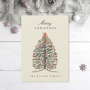 Cartes Pour Fêtes Annuelles Aquarelle illustrée Arbre de Noël victorien