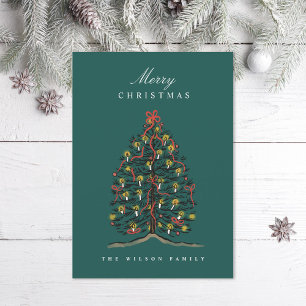 Cartes Pour Fêtes Annuelles Aquarelle illustrée Arbre de Noël victorien