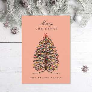 Cartes Pour Fêtes Annuelles Aquarelle illustrée Arbre de Noël victorien