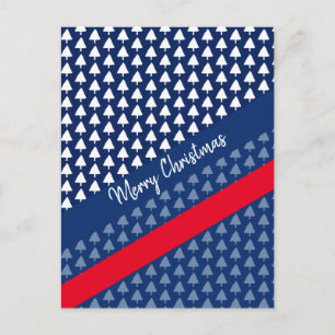 Cartes Pour Fêtes Annuelles Aquarelle Indigo Blue White Red Winter Tree