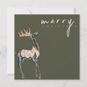 Cartes Pour Fêtes Annuelles Aquarelle Iridescente Rinder Joyeux Noël (Devant)