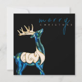 Cartes Pour Fêtes Annuelles Aquarelle Iridescente Rinder Joyeux Noël (Devant)