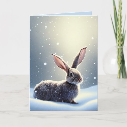 Cartes Pour Fêtes Annuelles Aquarelle Jote Lapin Lapin Noël (Devant)