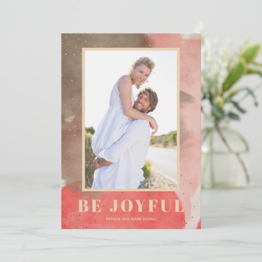 Cartes Pour Fêtes Annuelles Aquarelle Joyeuse photo de Noël (Debout devant)
