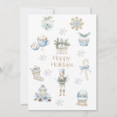 Cartes Pour Fêtes Annuelles Aquarelle Joyeuses Fêtes Collage Hiver Bleu (Devant)