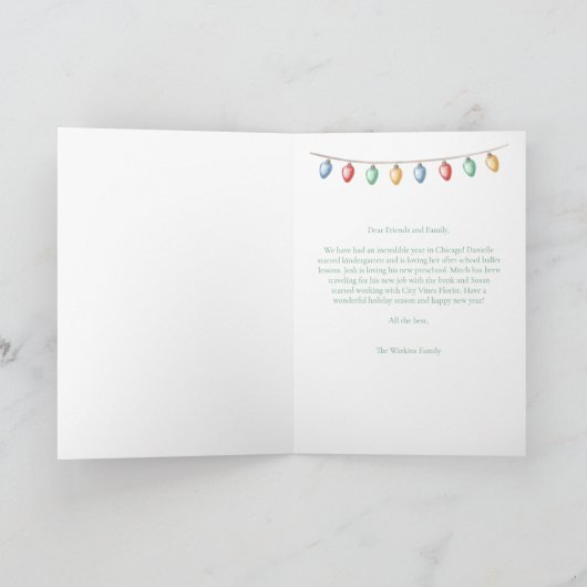 Cartes Pour Fêtes Annuelles Aquarelle Joyeux feu de Noël Arbre moderne (Intérieur)