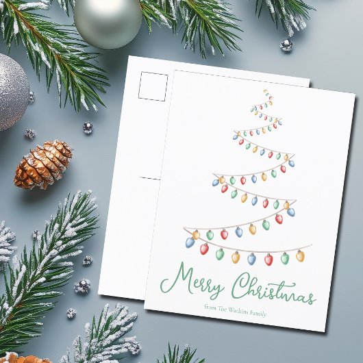 Cartes Pour Fêtes Annuelles Aquarelle Joyeux feu de Noël Arbre moderne