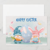 Cartes Pour Fêtes Annuelles Aquarelle Joyeux Gnomes de Pâques (Devant / Derrière)