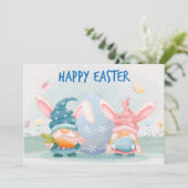 Cartes Pour Fêtes Annuelles Aquarelle Joyeux Gnomes de Pâques (Debout devant)