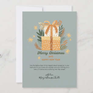 Cartes Pour Fêtes Annuelles Aquarelle "Joyeux Noël" Cadeaux et verdure