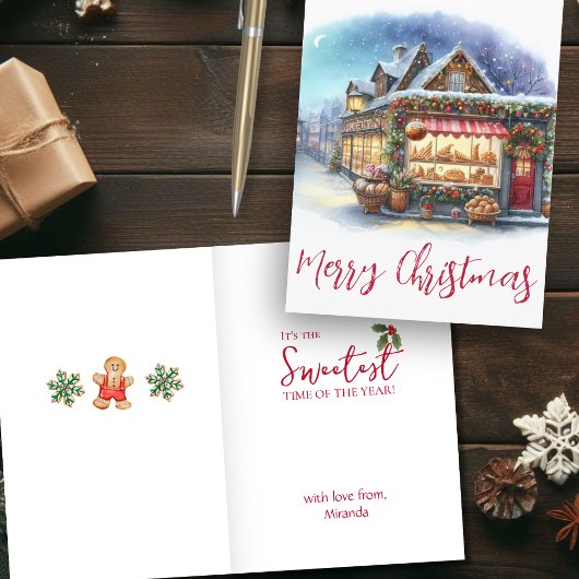 Cartes Pour Fêtes Annuelles Aquarelle Joyeux Noël hiver Scène pliée