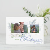 Cartes Pour Fêtes Annuelles Aquarelle Joyeux Noël Script Juniper Photo (Debout devant)