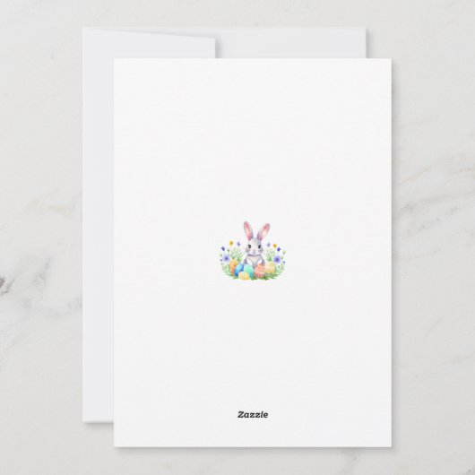 Cartes Pour Fêtes Annuelles Aquarelle Lapin Floral Lapin Pâques Brunch (Dos)